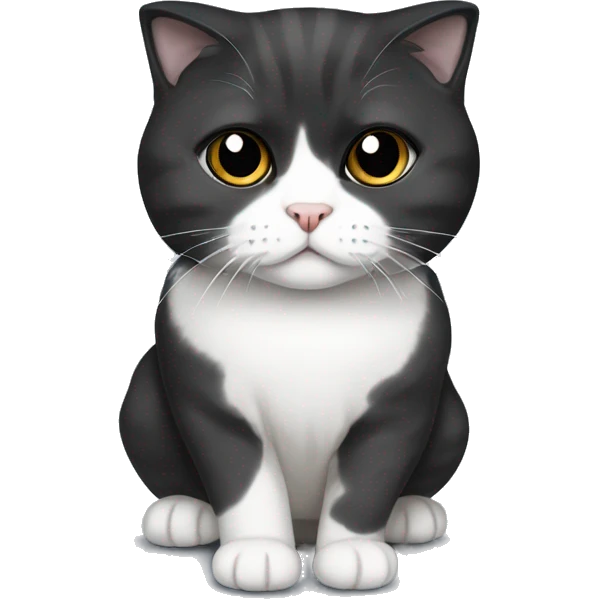 black and white scottish fold cat emoji