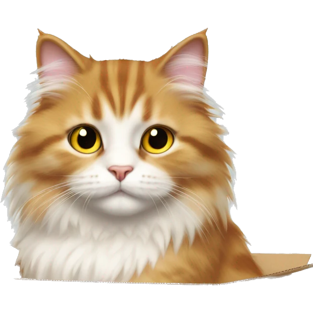 fluffy cat in a parcel box with their fluffy butt sticking out emoji