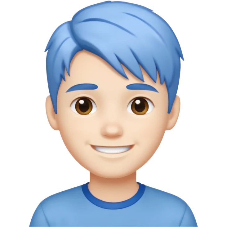 ولد شعره ابيض وازرق بشرته بيضاء جدا ويلبس قميص أبيض وازرق emoji