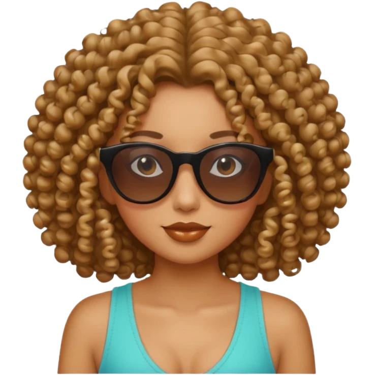 A curly hair girl with sunglasses  emoji