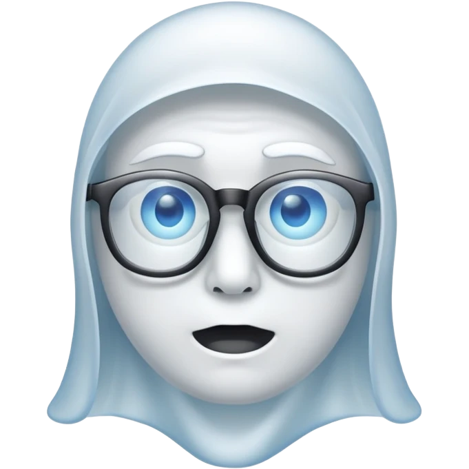 ghost without mouth and nose on eyes blue glasses emoji