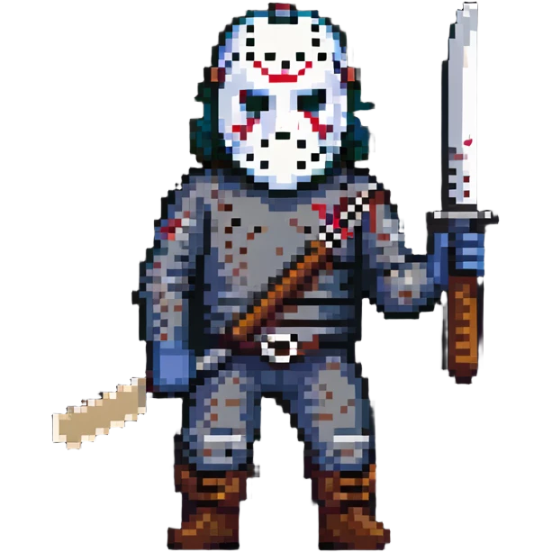 Jason Voorhees from Friday the 13th horror movies wearing a hockey mask and holding a machete emoji