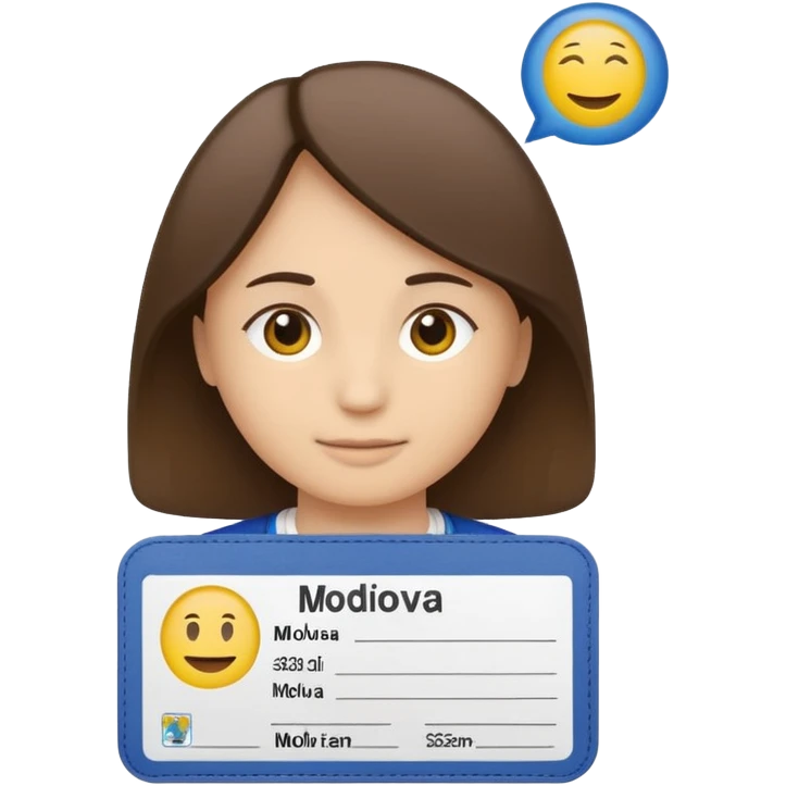 student ID card emoji with placeholder lines instead of text and a small silhouette of Moldova in the corner emoji