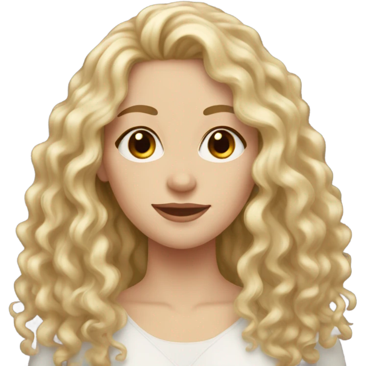 pale brown eyed woman with long blonde curly hair  emoji
