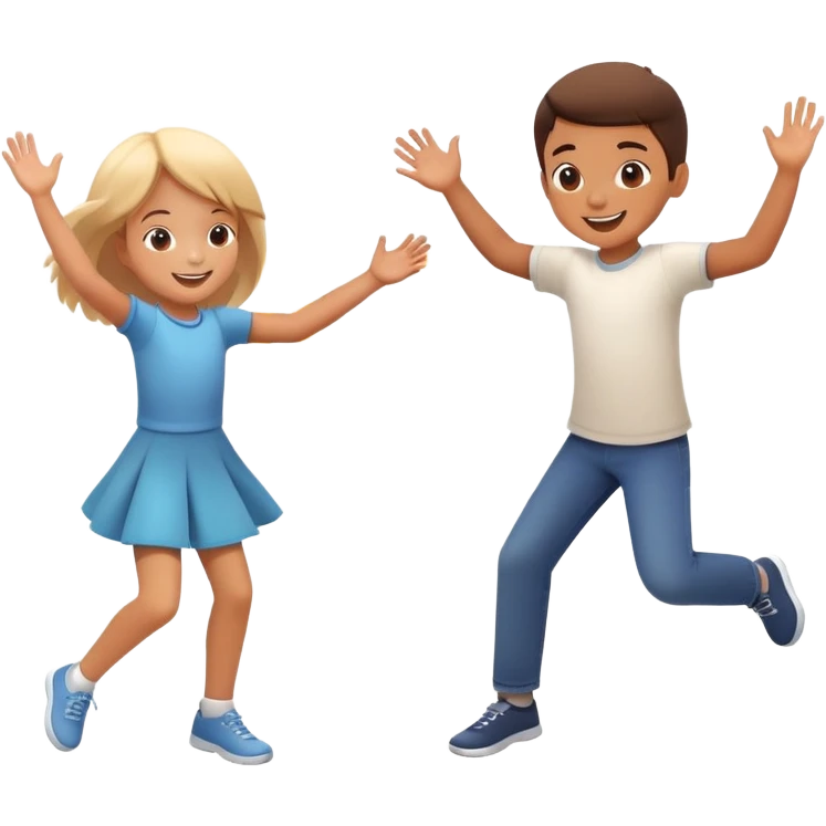 two children spinning each other by the hands, motion blur, happy and energetic emoji