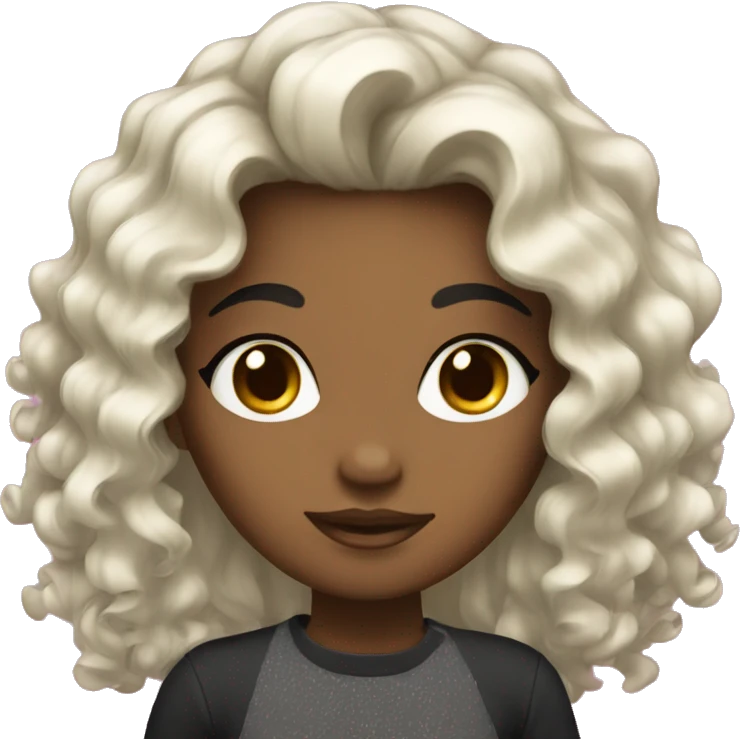 a girly with black curly hair emoji