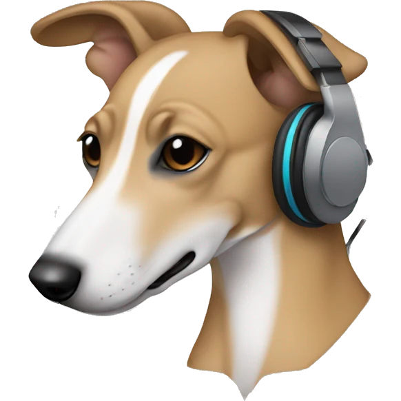 light brown whippet with headphones emoji