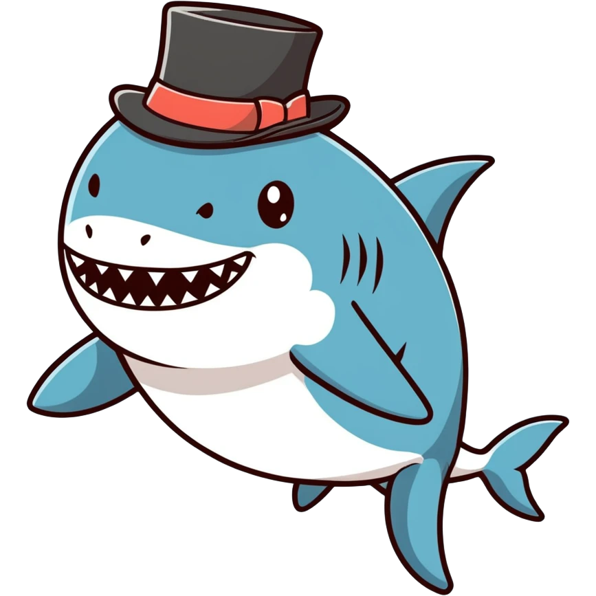 Shark with a top hat emoji