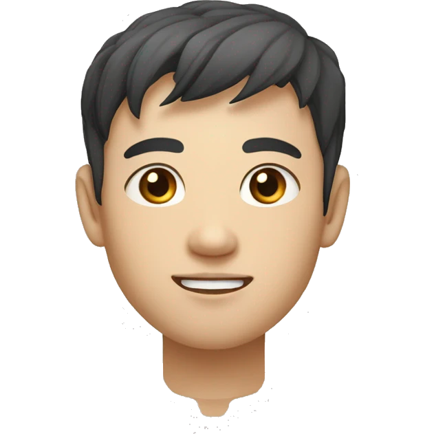 Laotien man with fair skin, round asian eyes,  emoji