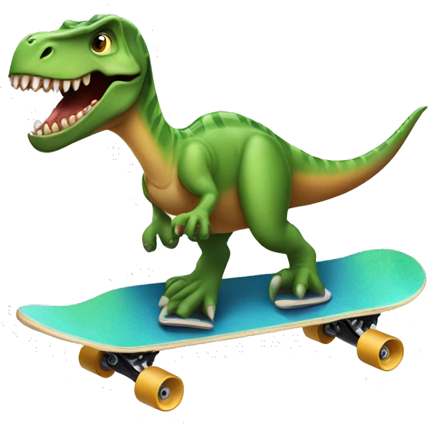 Dinosaur with tut riding a skateboard  emoji