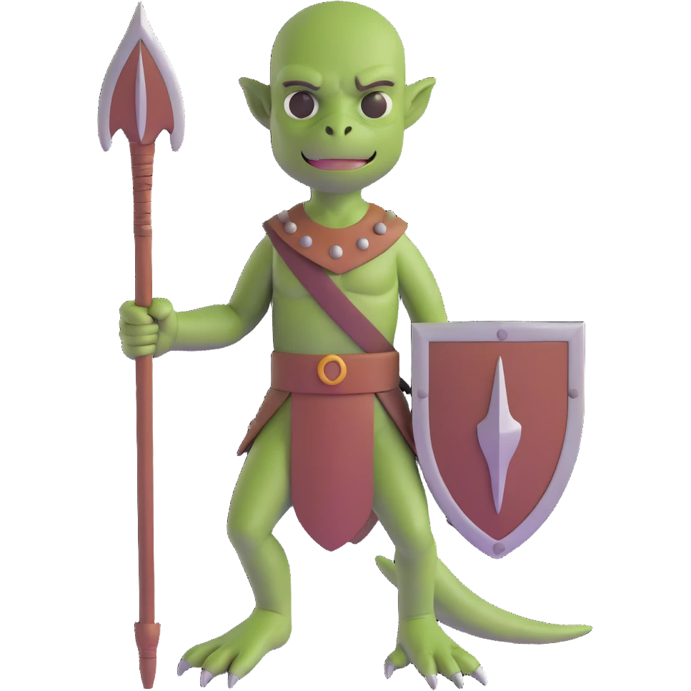 reptilian humanoid troglodyte warrior with spear from Heroes of Might and Magic 3 emoji
