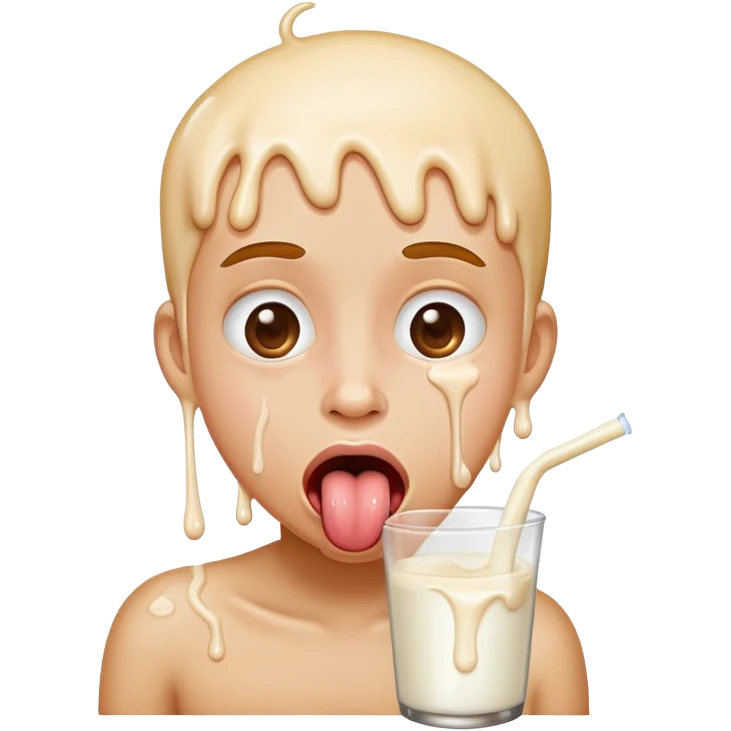 Tongue out face dripping with milk emoji