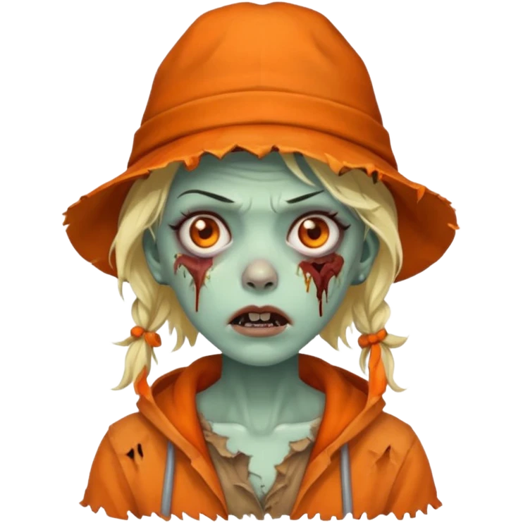 zombie woman in orange hats emoji