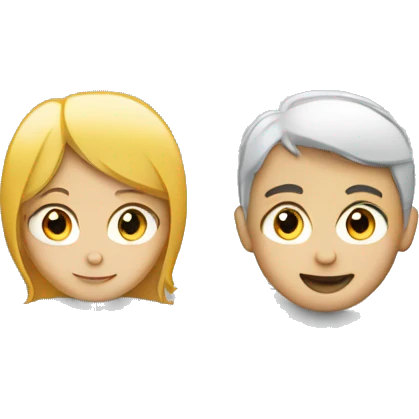 Girl and boy laptop with light above head emoji