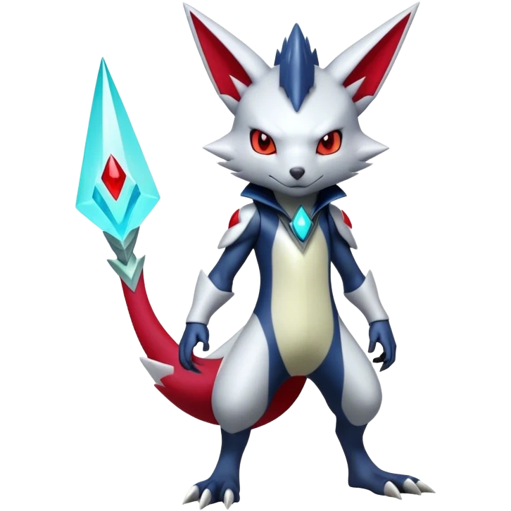  Cool Edgy Shiny Futuristic Ethereal Handsome Zangoose-Sneasel-Digimon-hybrid full body emoji
