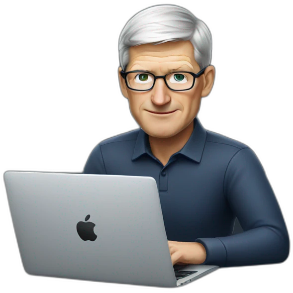 Tim COOK with a laptop emoji