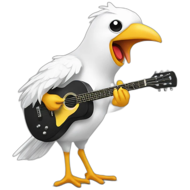 bird guitar singing white emoji