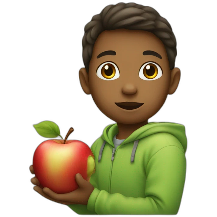 Child with an apple emoji