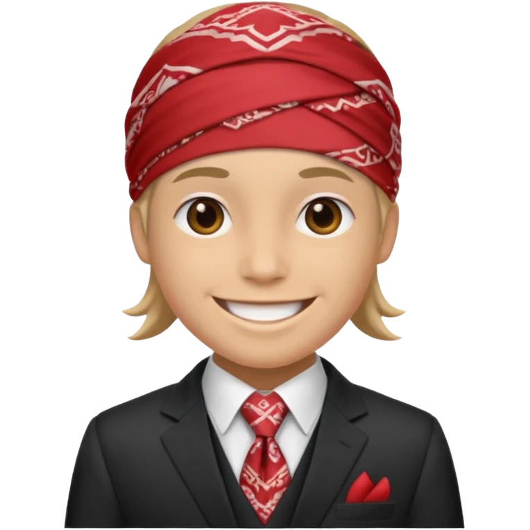 Character wearing a bandana and a suit emoji