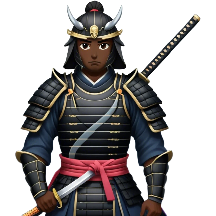 A dark samurai, black armor reflecting the moonlight, katana drawn emoji
