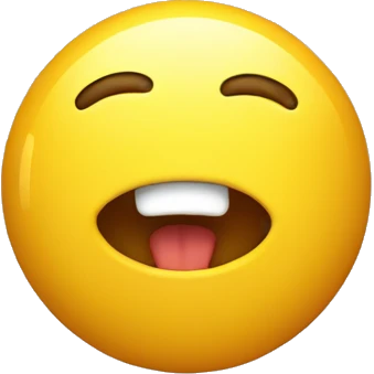 A yellow, round-headed emoji that is drooling and its eyes are wide open with surprise and happiness. emoji