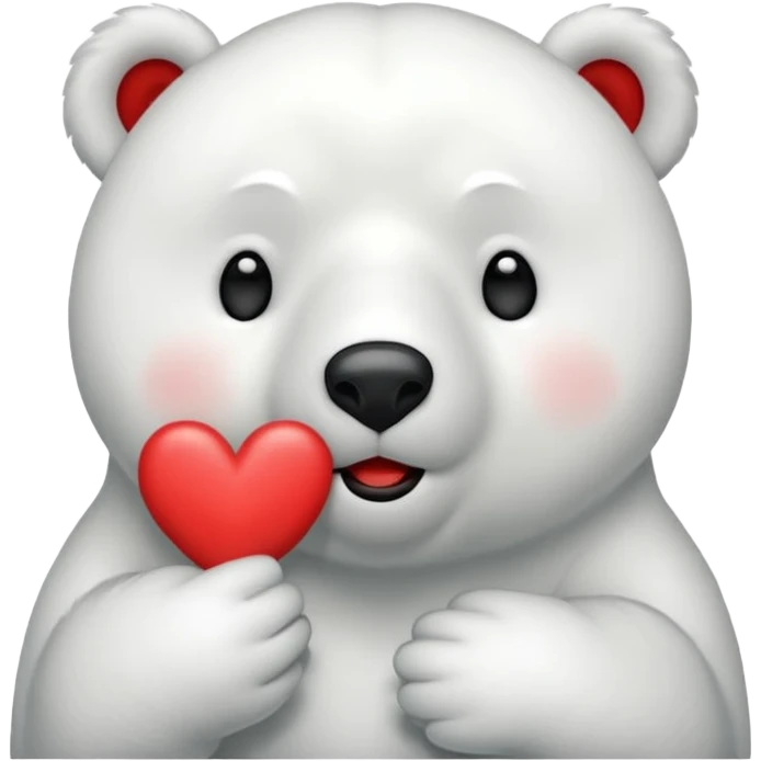 Puedes hacer a un oso polar que este mandando un beso el cual que de su boca salga un corazón Haci 😘 emoji
