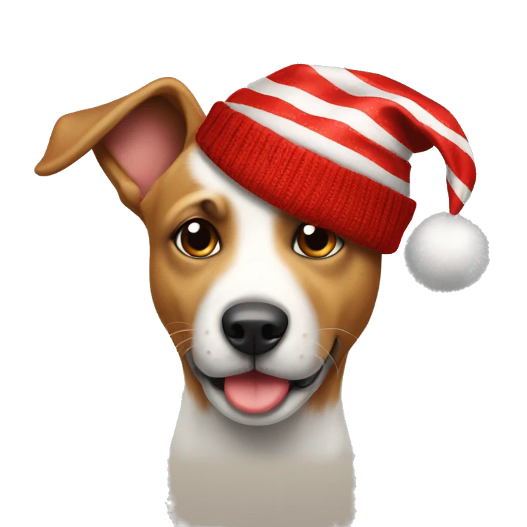 Perro con gorro de navidad emoji