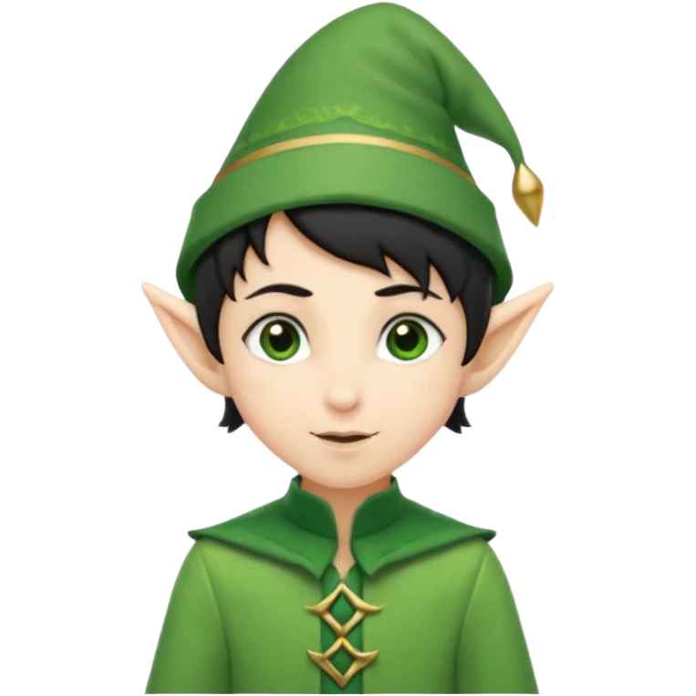 elf with short black hair and green hat emoji