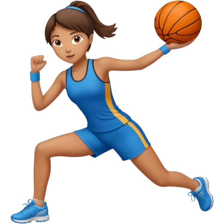 A young girl does sports emoji