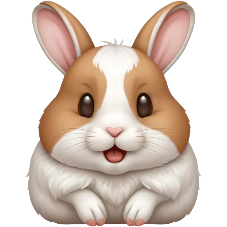 Cinematic Cute Yawning White and Brown Rabbit Portrait Emoji, Head tilted slightly with a dramatic, wide-open yawn, showcasing a soft, patterned fur with crisp white and warm brown patches, floppy ears slightly drooping, round eyes barely open in drowsy contentment, Simplified yet irresistibly adorable features, highly detailed, glowing with a soft, cozy glow, high shine, relaxed yet expressive, stylized with a touch of whimsy, bright and endearing, soft glowing outline, capturing the essence of a sleepy yet affectionate bunny, so drowsy it feels like it could stretch out of the screen and curl up for a nap! emoji