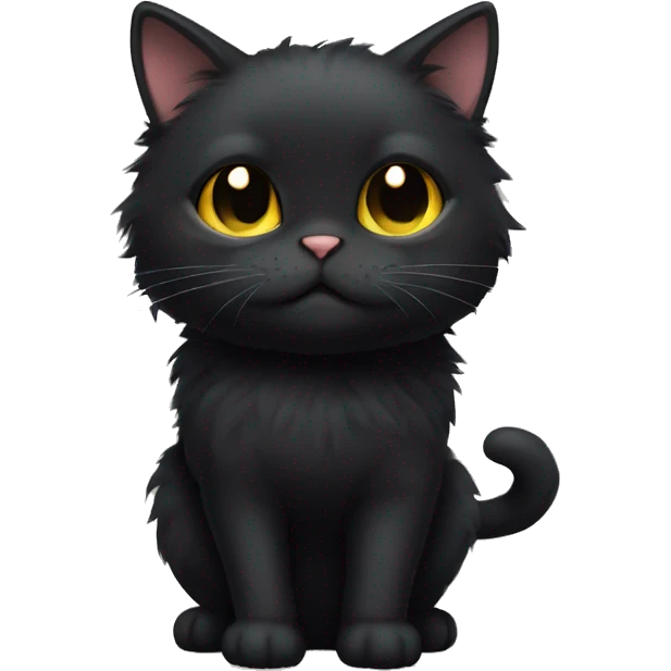 Black Cat super fluffy and fat  emoji
