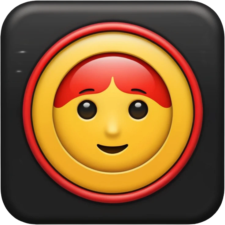 Rectangular shape with half black on the top half red on the bottom tiny yellow circle in the middle emoji