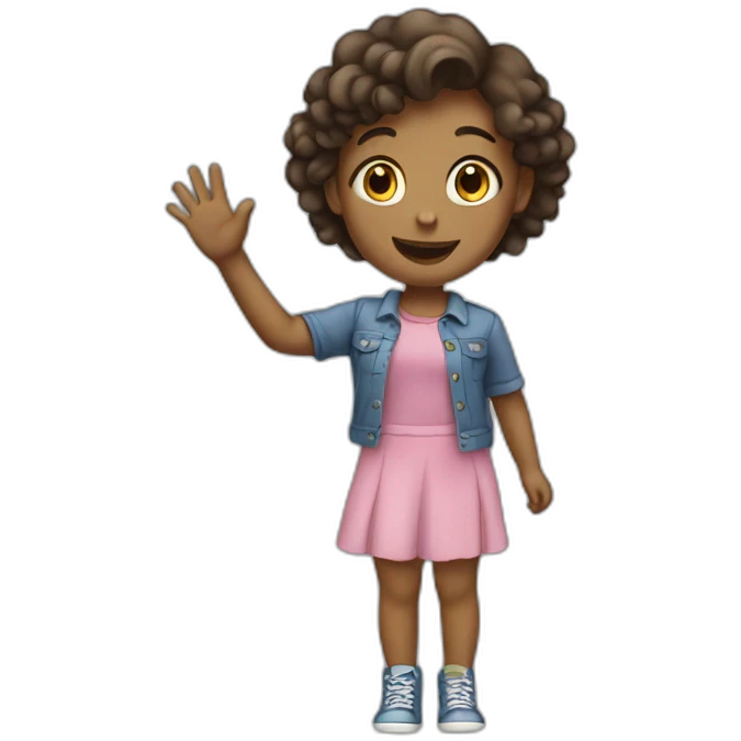girl waving emoji