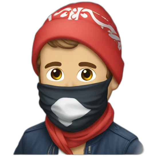 Emmanuel Macron wearing a bandana emoji