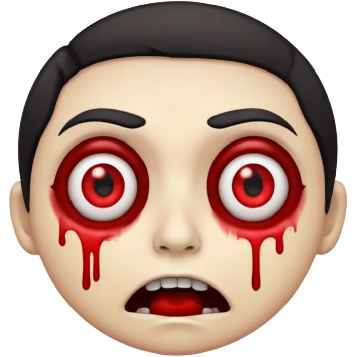 horror emoji face, dark shadows under eyes, trembling mouth, distressed expression emoji