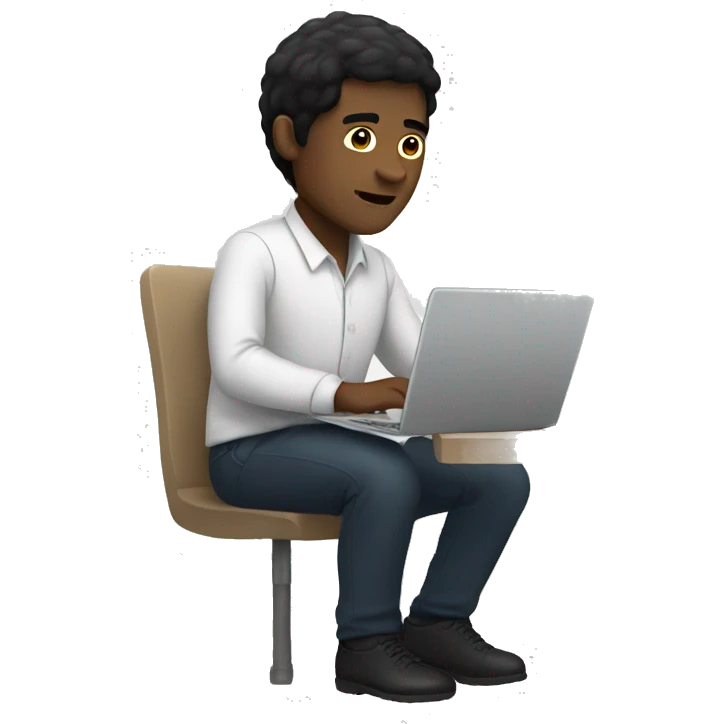 white man with black hair working on his laptop emoji