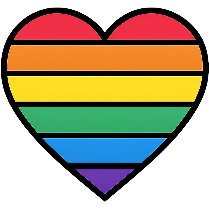 homosexual pride flag in heart shape, no text emoji