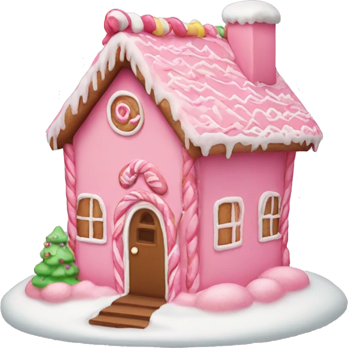 Pink gingerbread house emoji