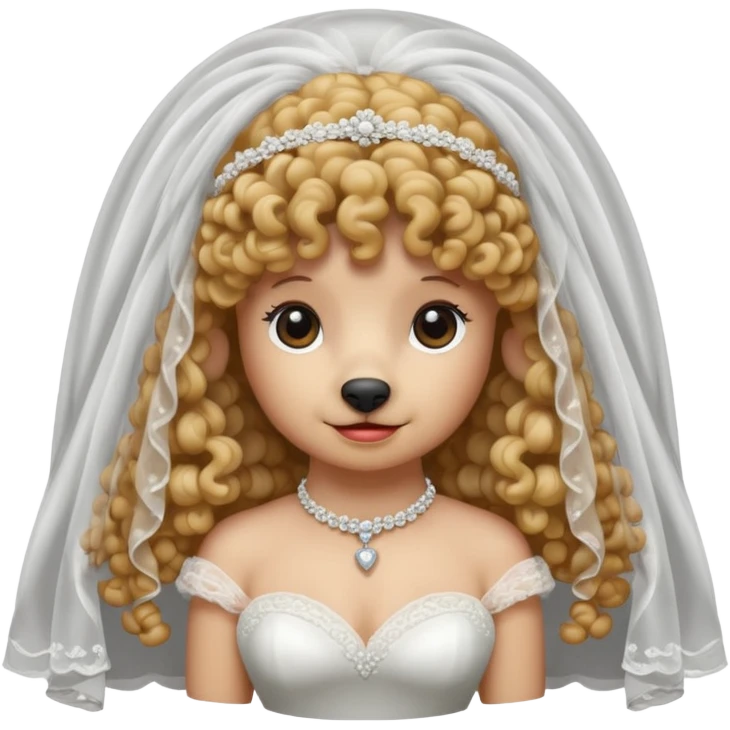 poodle in white veil of bride emoji