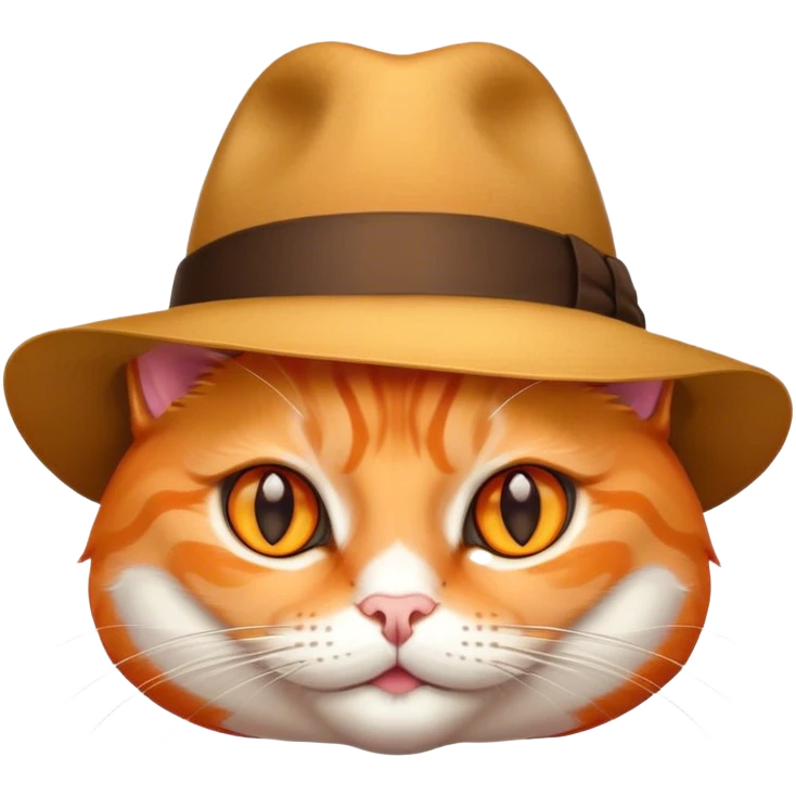 elegant orange cat with hat fedora emoji