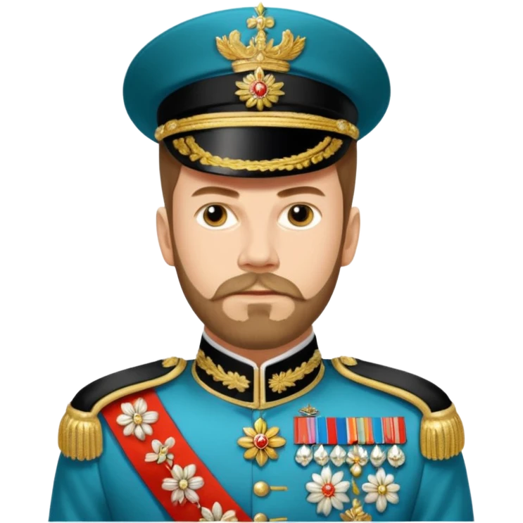 Nicholas II, Russian tsar, ornate military dress, sash emoji