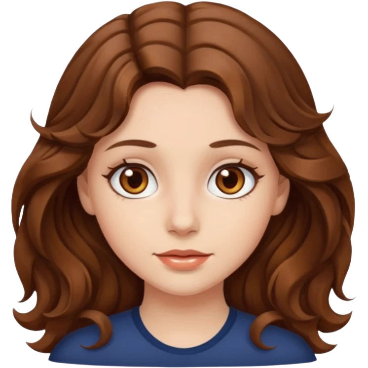 a beautiful girl with wavy volumes brown hazel hair, she has brown eyes  emoji