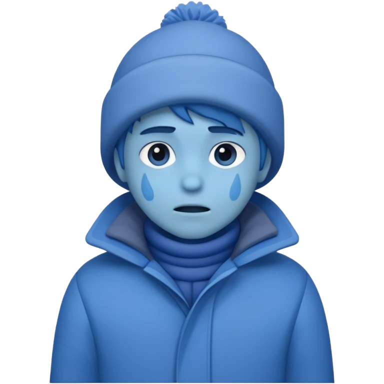 Uma pessoa azul de frio congelando emoji