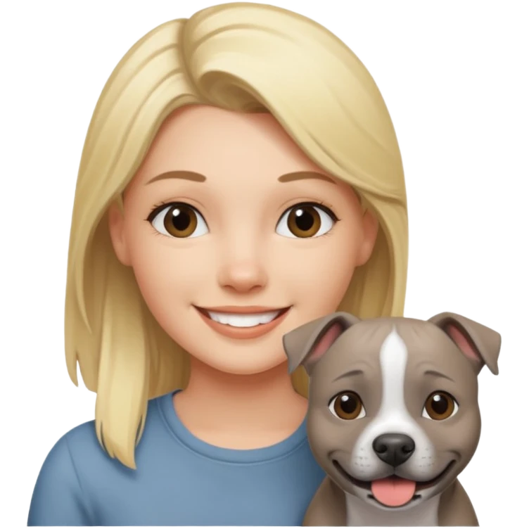 Blonde girl with Grey face English staffy emoji