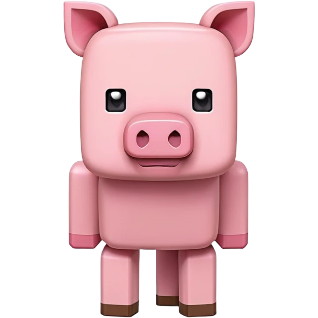 Minecraft pig, full body, pink blocky animal with square head and square body emoji