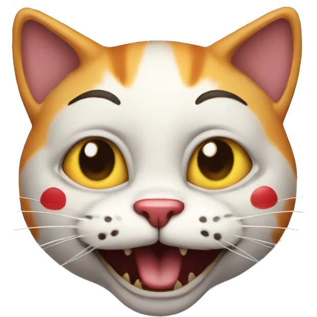 Cat who is a clown and very distorted emoji
