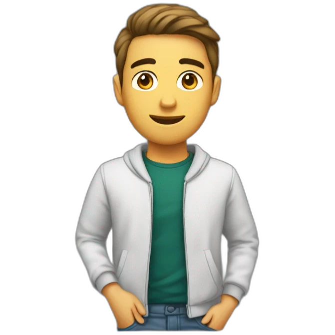 estudiante de 18 años confundido cuerpo completo emoji