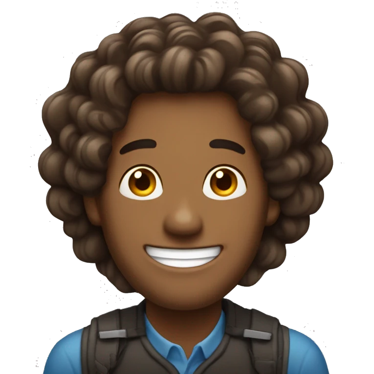 Un hombre de cabello cafe  sonriendo  emoji