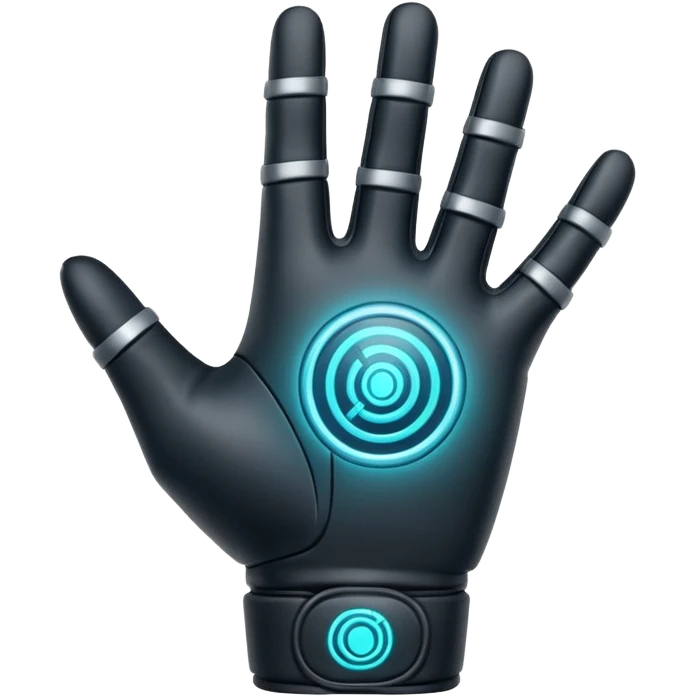 Minimal emoji of a futuristic nano-tech glove with subtle glowing lines, flat sci-fi wearable icon emoji