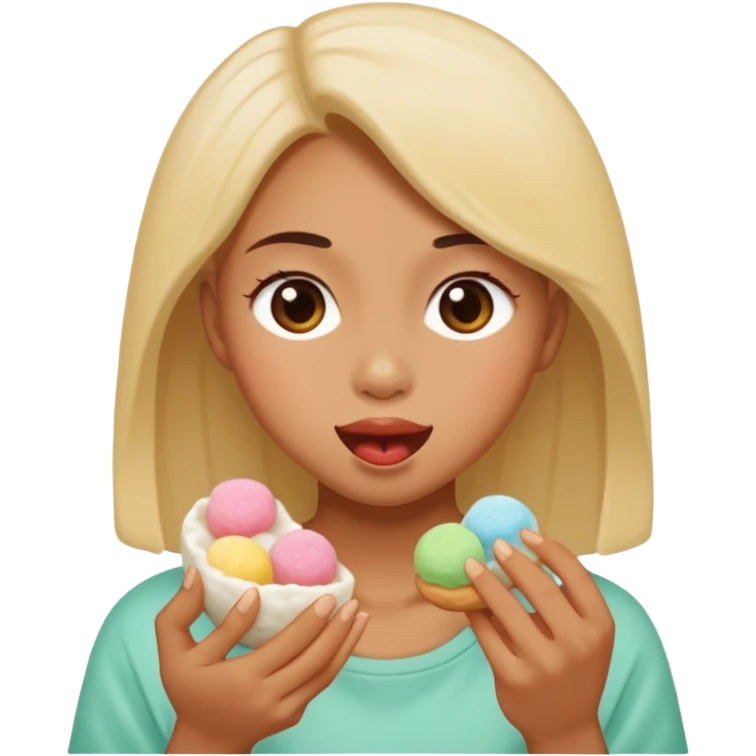 woman eating mochi emoji